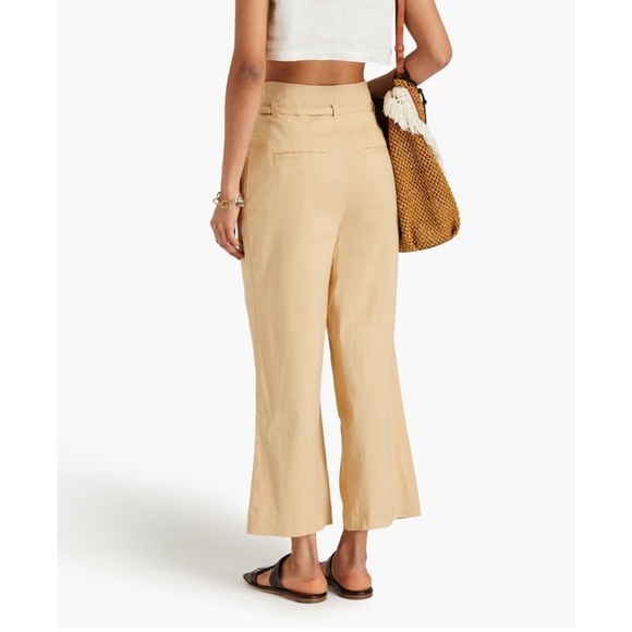 DEREK LAM 10 CROSBY Pant Linen blend wide leg pants Beige Pockets Sz 12 NEW - Picture 2 of 14